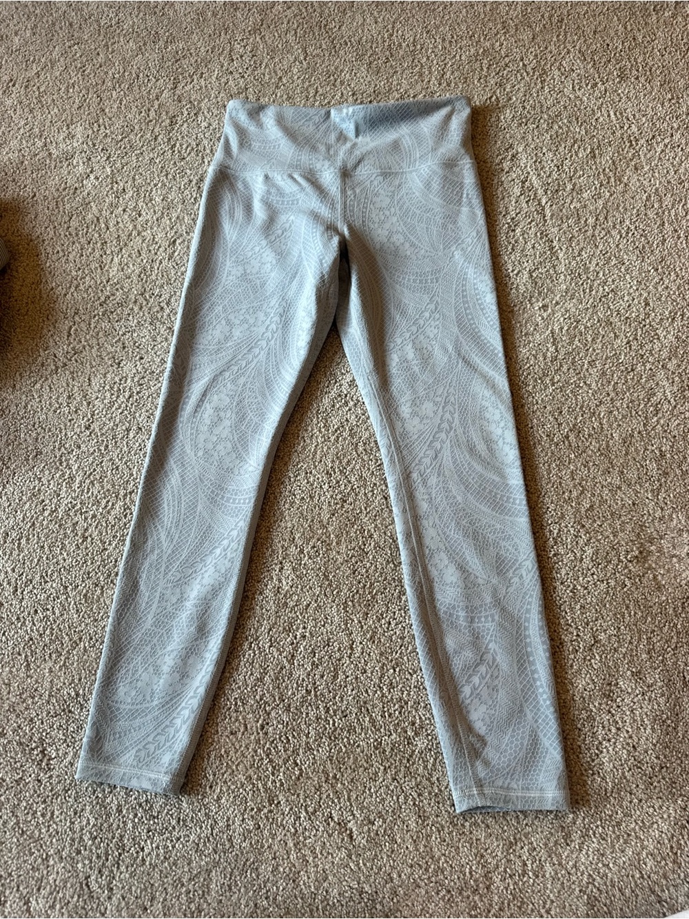 Athleta Light Gray Paisley-Print Girls Leggings